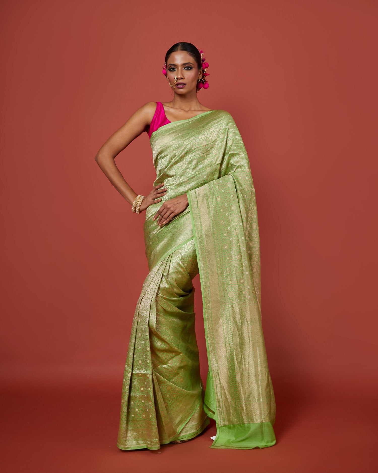 Green Brocade Saree