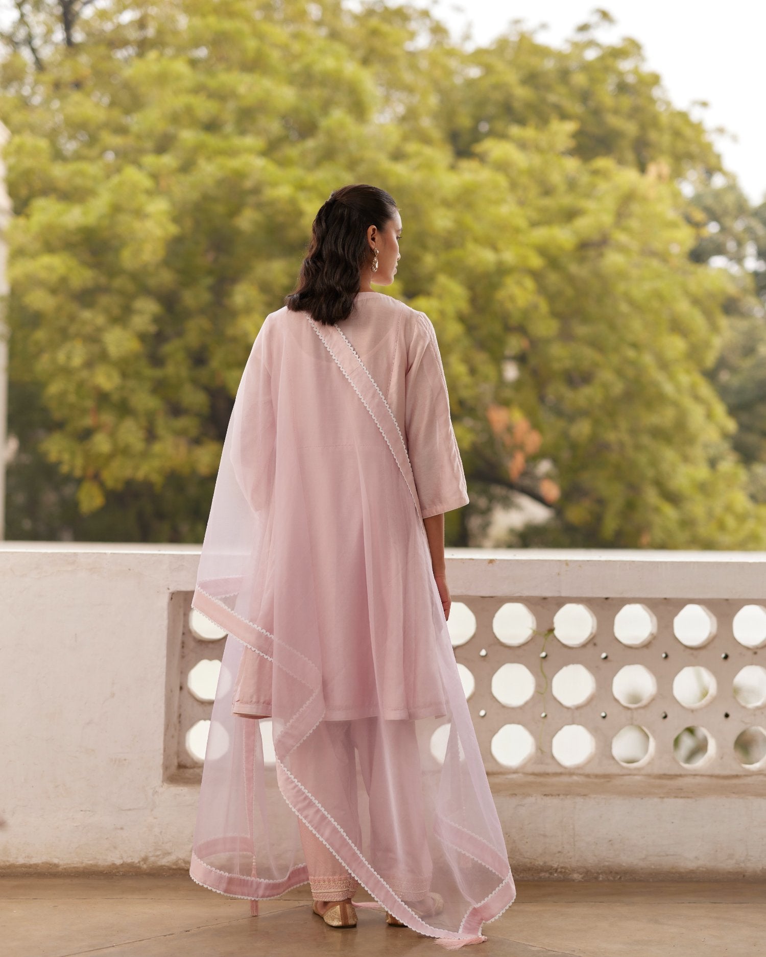 Dusty Pink Short Anarkali With Salwar