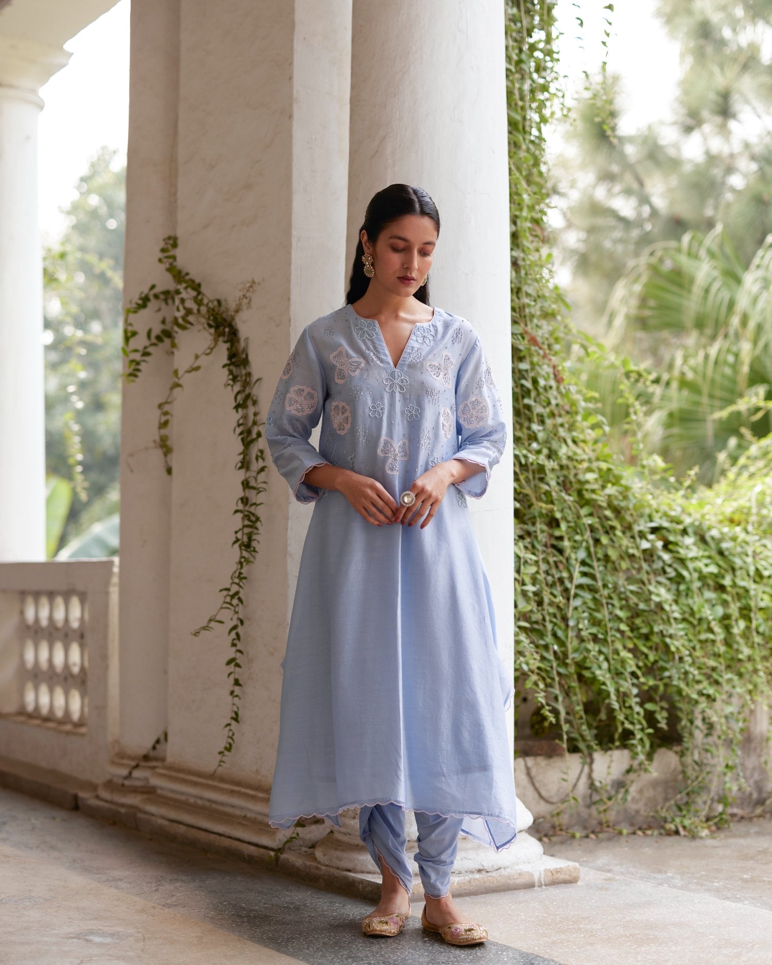 Aegen Blue Dhoti Set