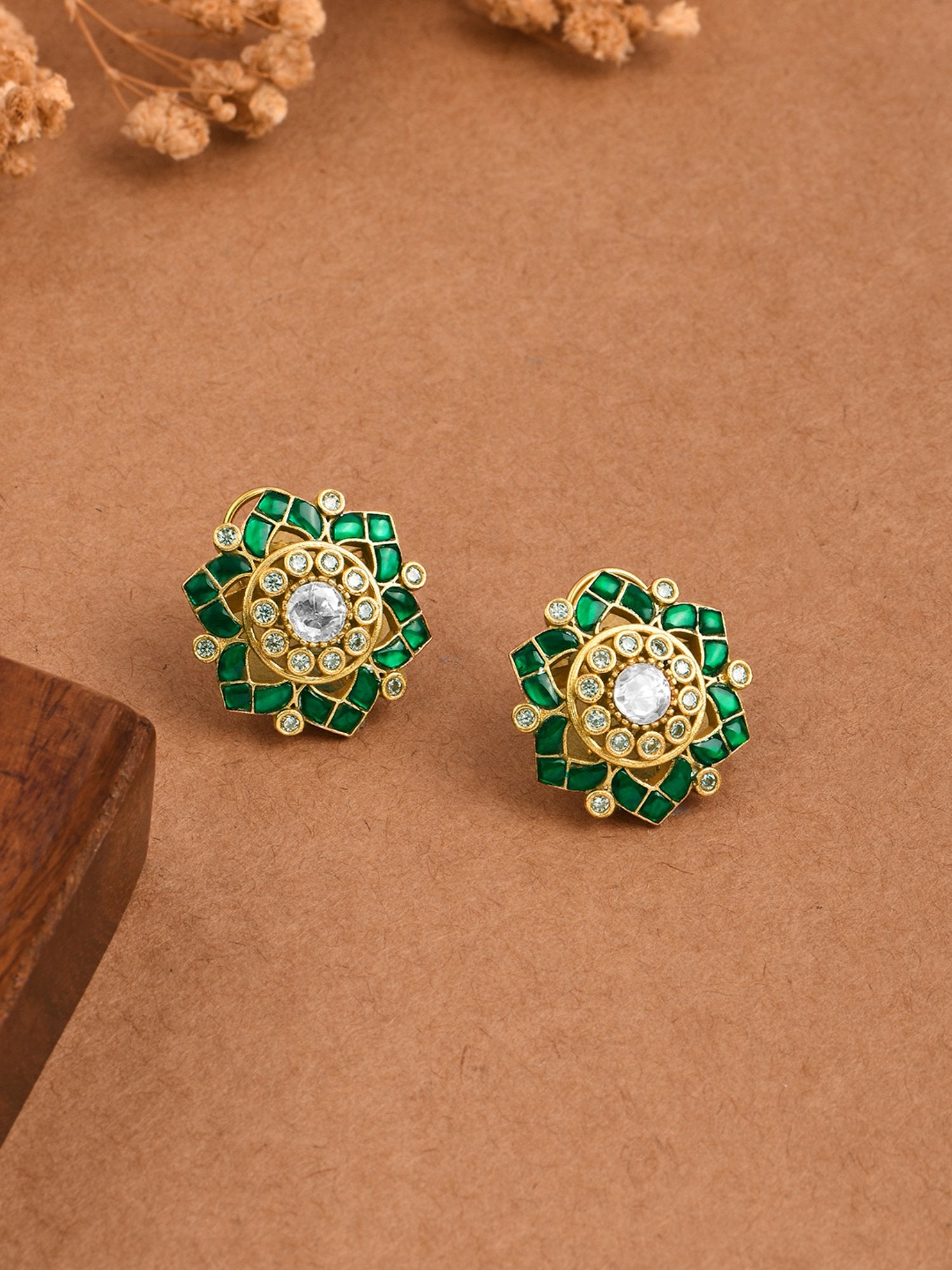 Emerald Starburst Stud Earrings