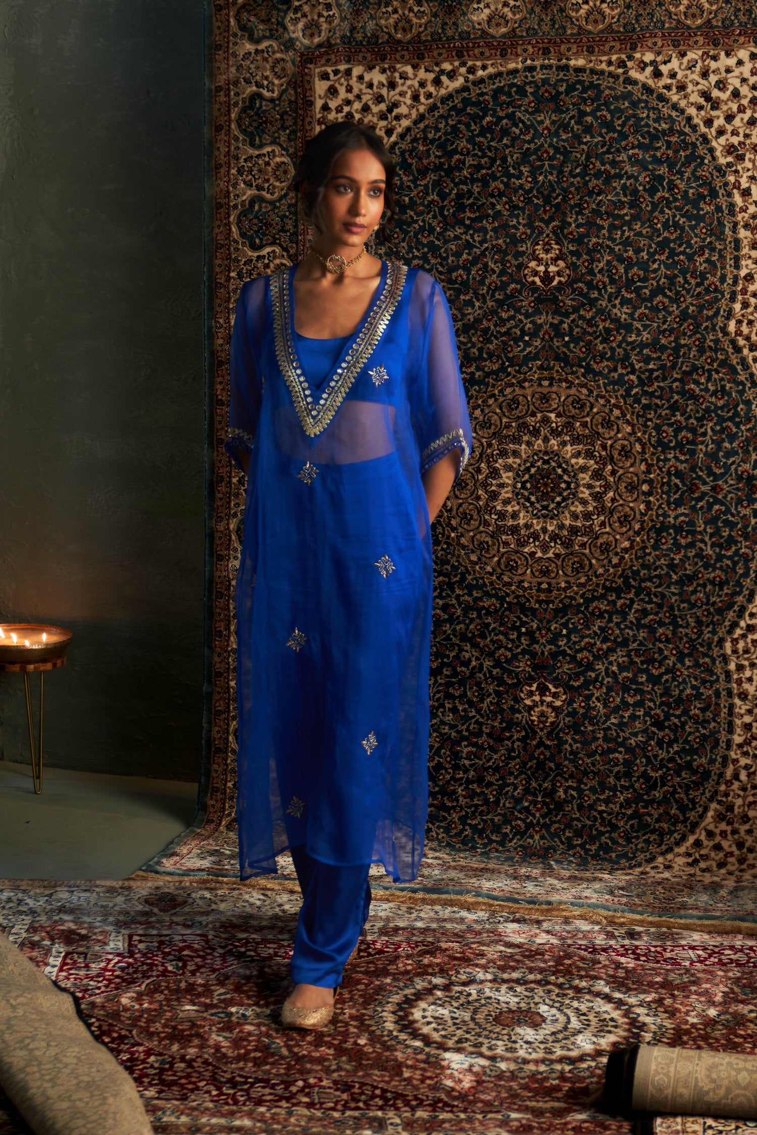 Neel Embroidered V Neck Co-Ord Set