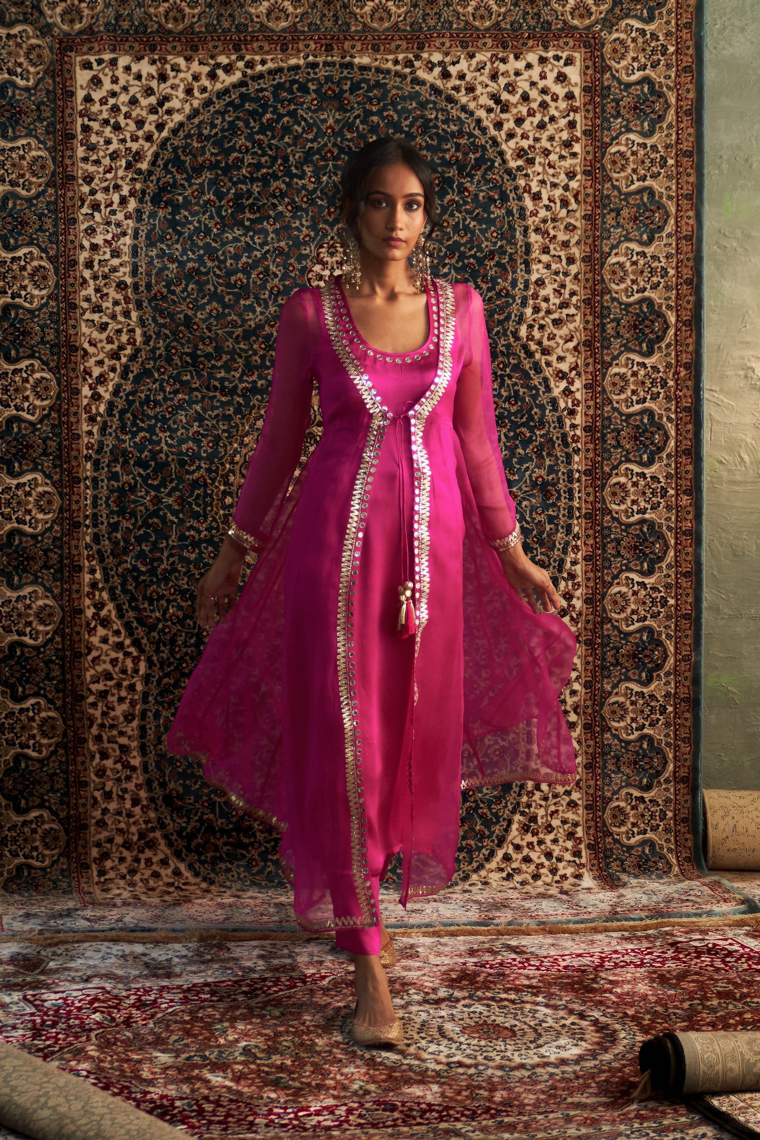 Rani Pink Embroidered Choga Set