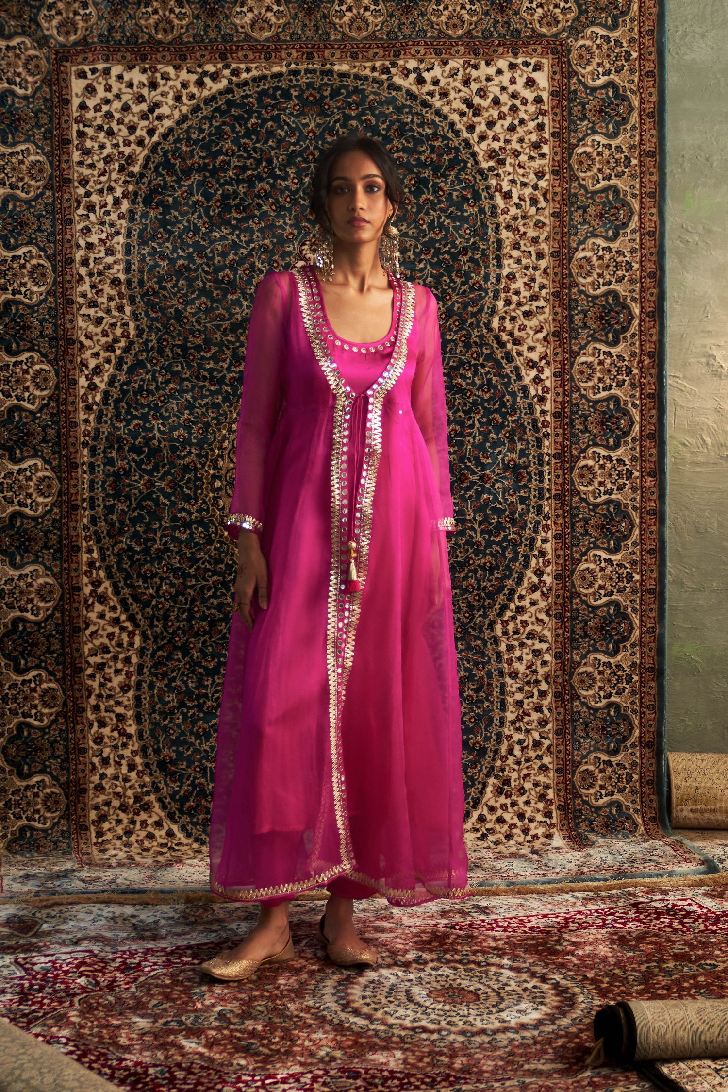 Rani Pink Embroidered Choga Set