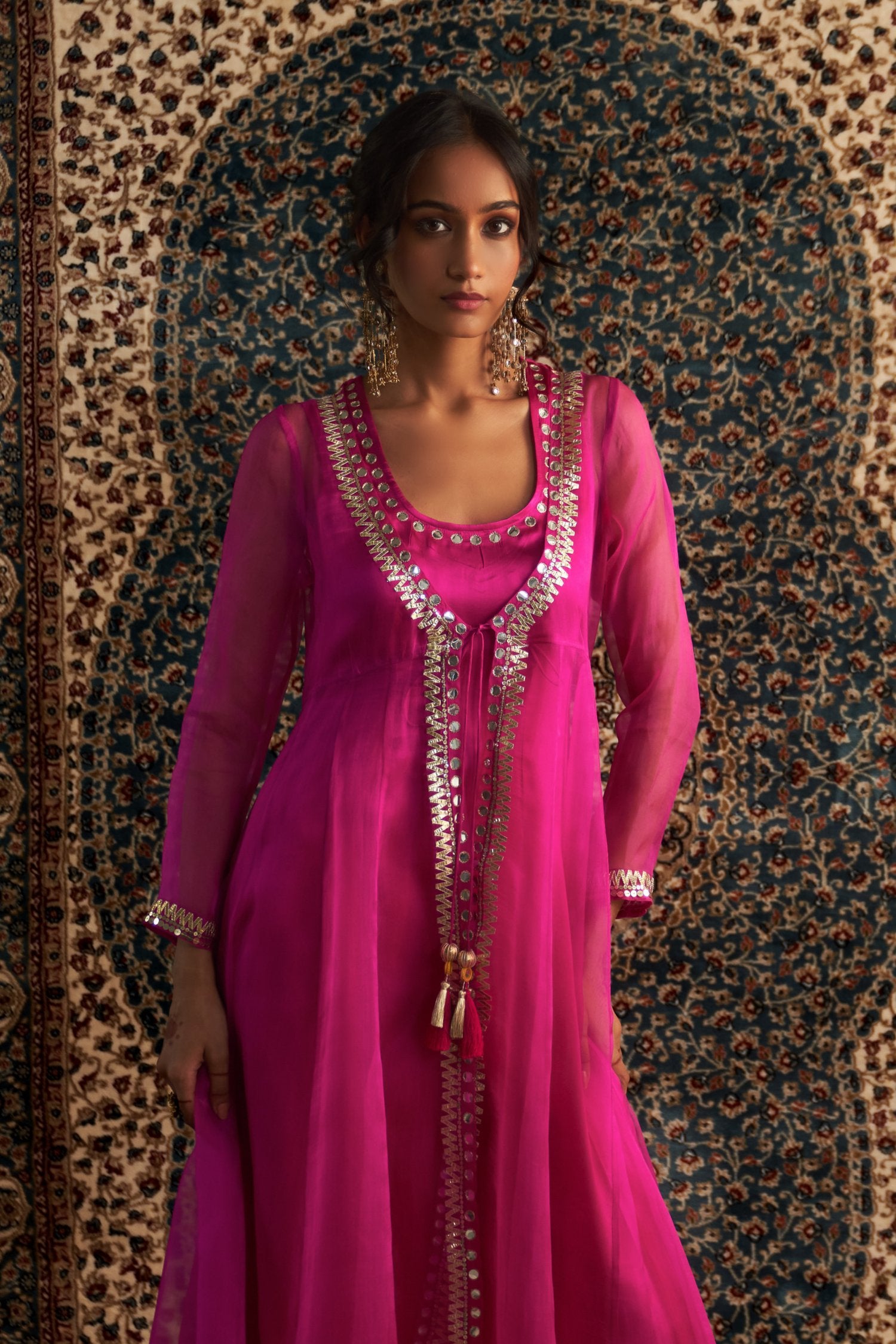 Rani Pink Embroidered Choga Set