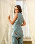 Load image into Gallery viewer, Dusty Teal Quilted Pant Suit
