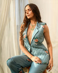 Load image into Gallery viewer, Dusty Teal Quilted Pant Suit
