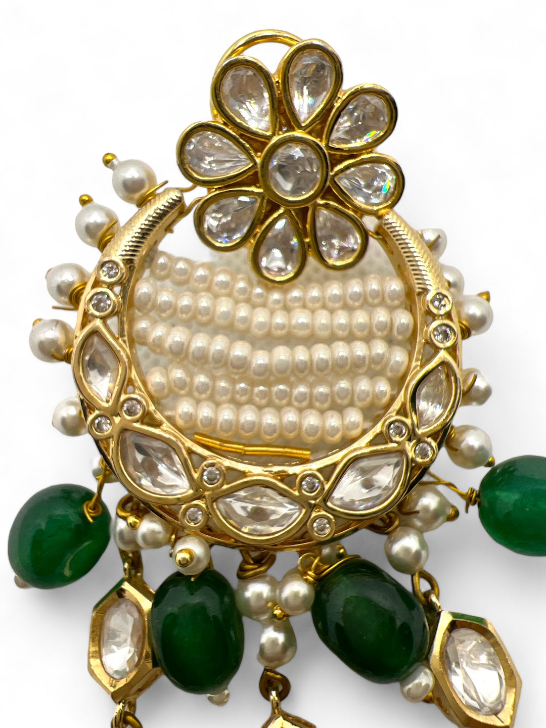 Le Jose Green Pearl & Kundan Earrings