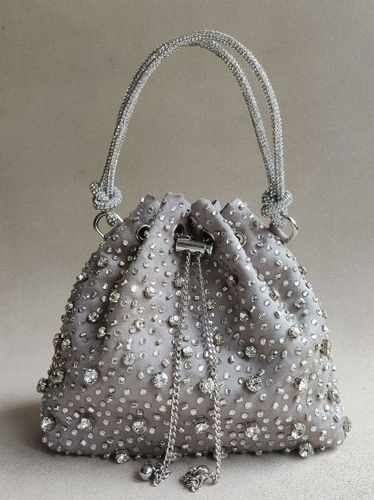 Silver Grey Starry Bucket Bag