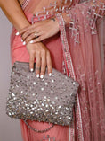 Load image into Gallery viewer, Silver Grey Hobo Potli cum Shoulder Bag
