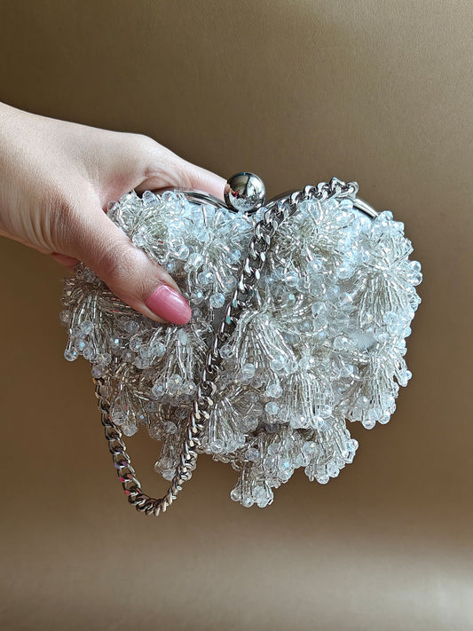 Pearl White Micro Heart Bag