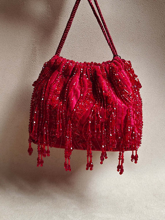 Crimson Red Pouch Potli Bag