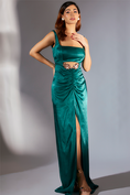 Load image into Gallery viewer, Teal Green Embroidered Cutout Dress
