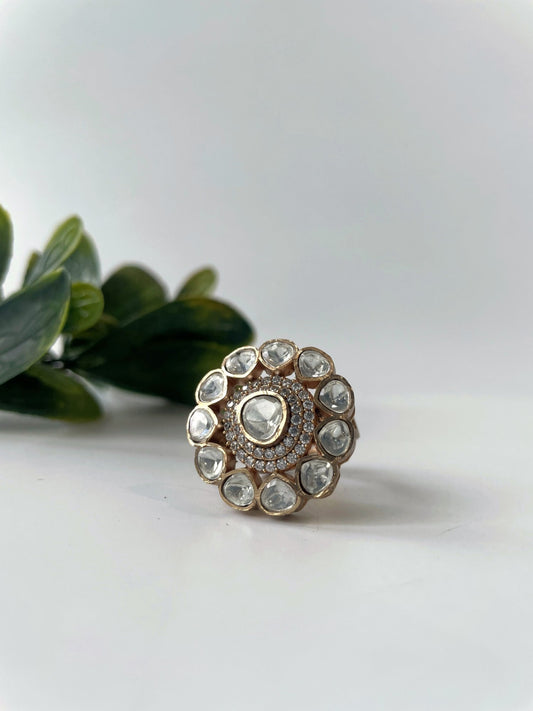 Antique Kundan Ring with Zircons