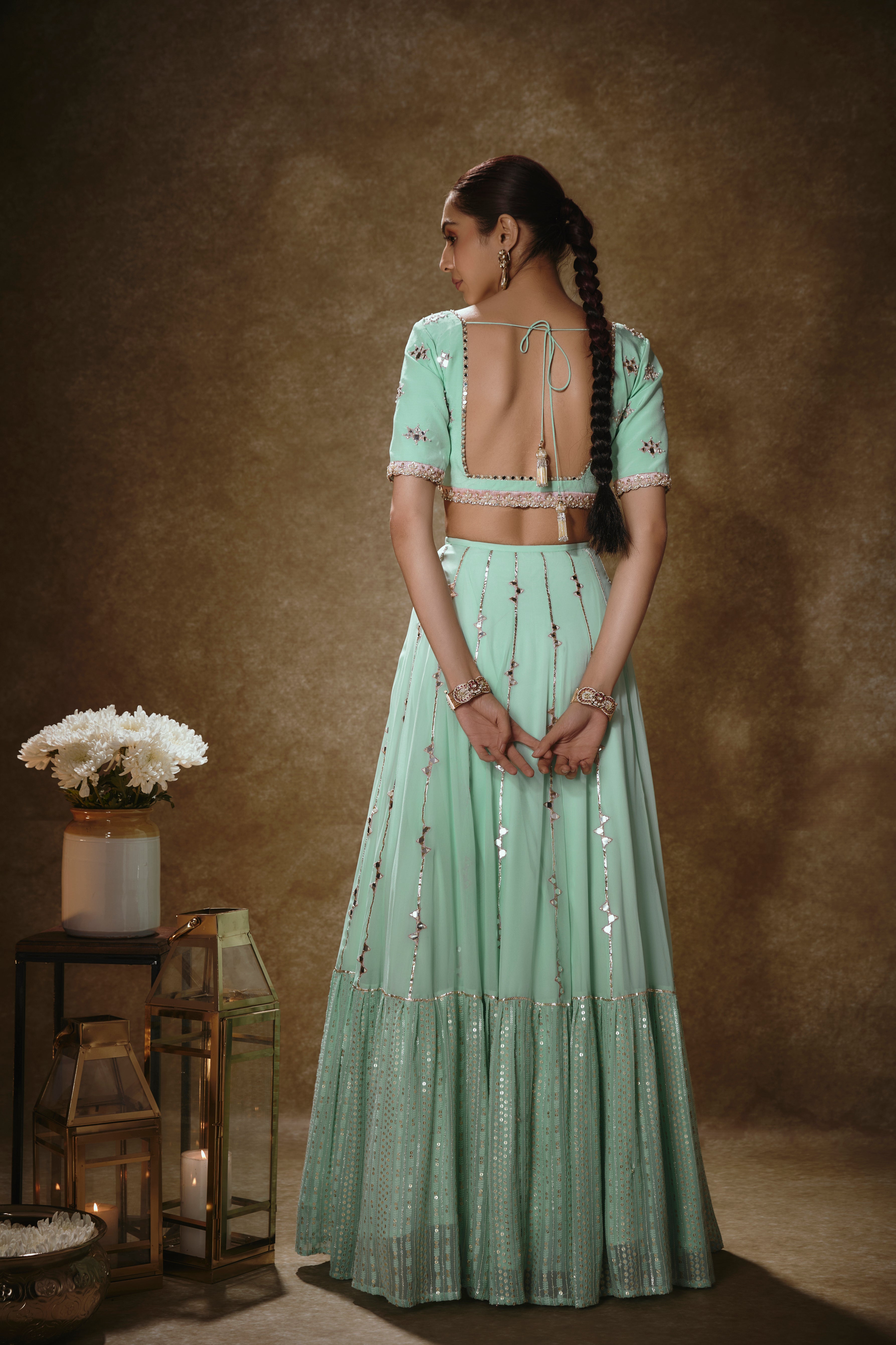 Mint & Gold Lehenga Set