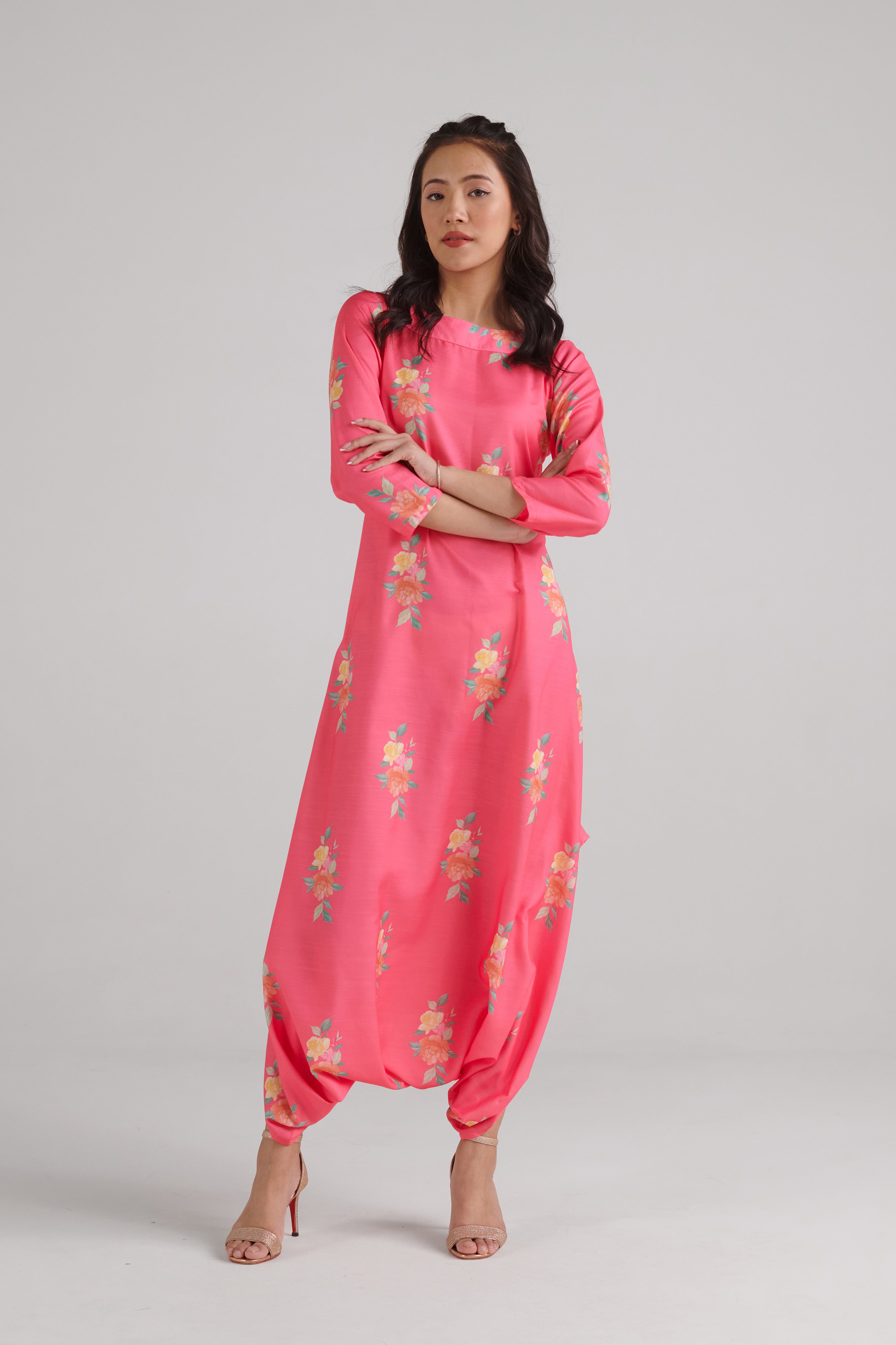 Hot Pink Dhoti Jumpsuit