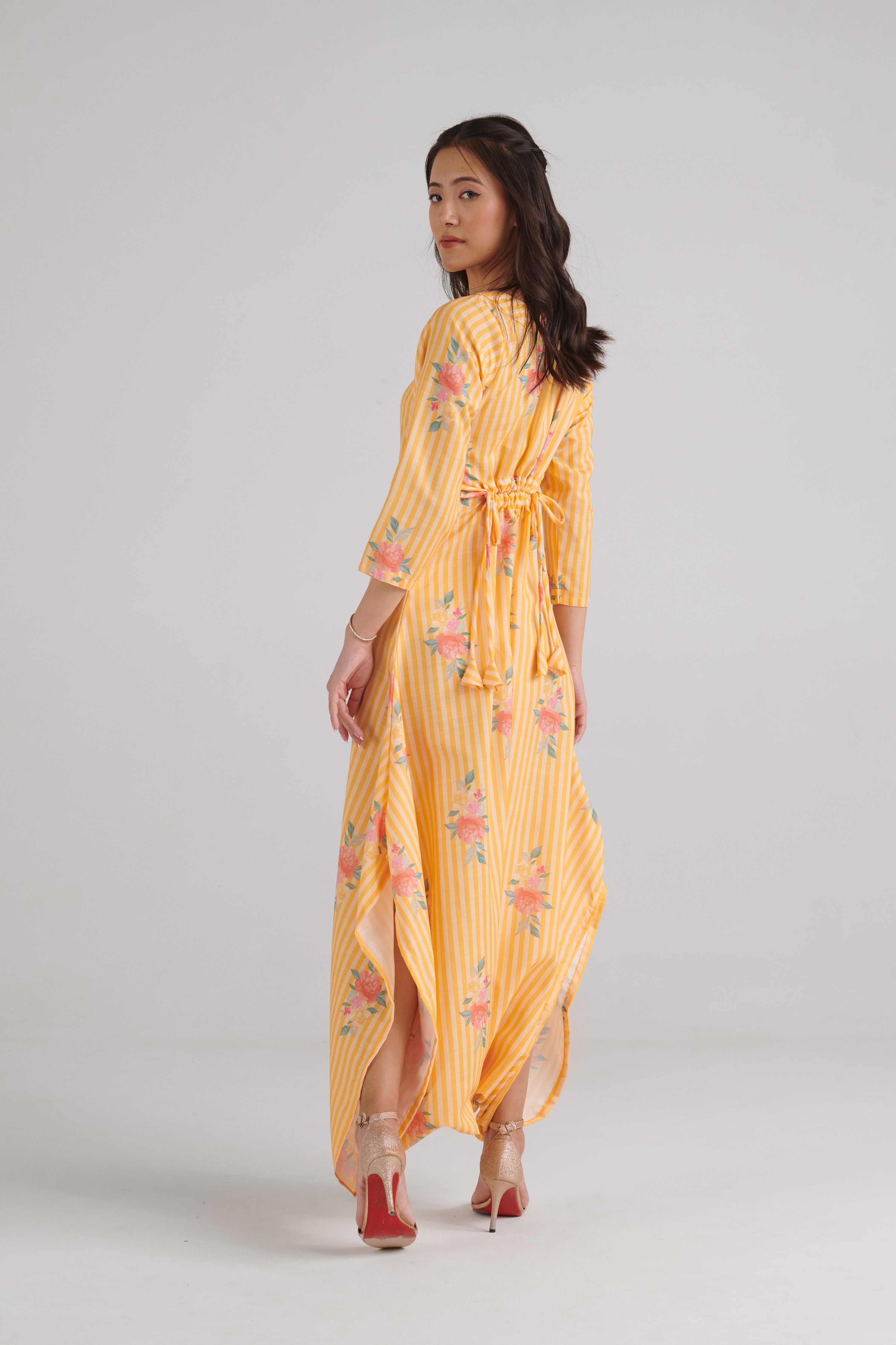 Amber Yellow Striped Dhoti Jumpsuit