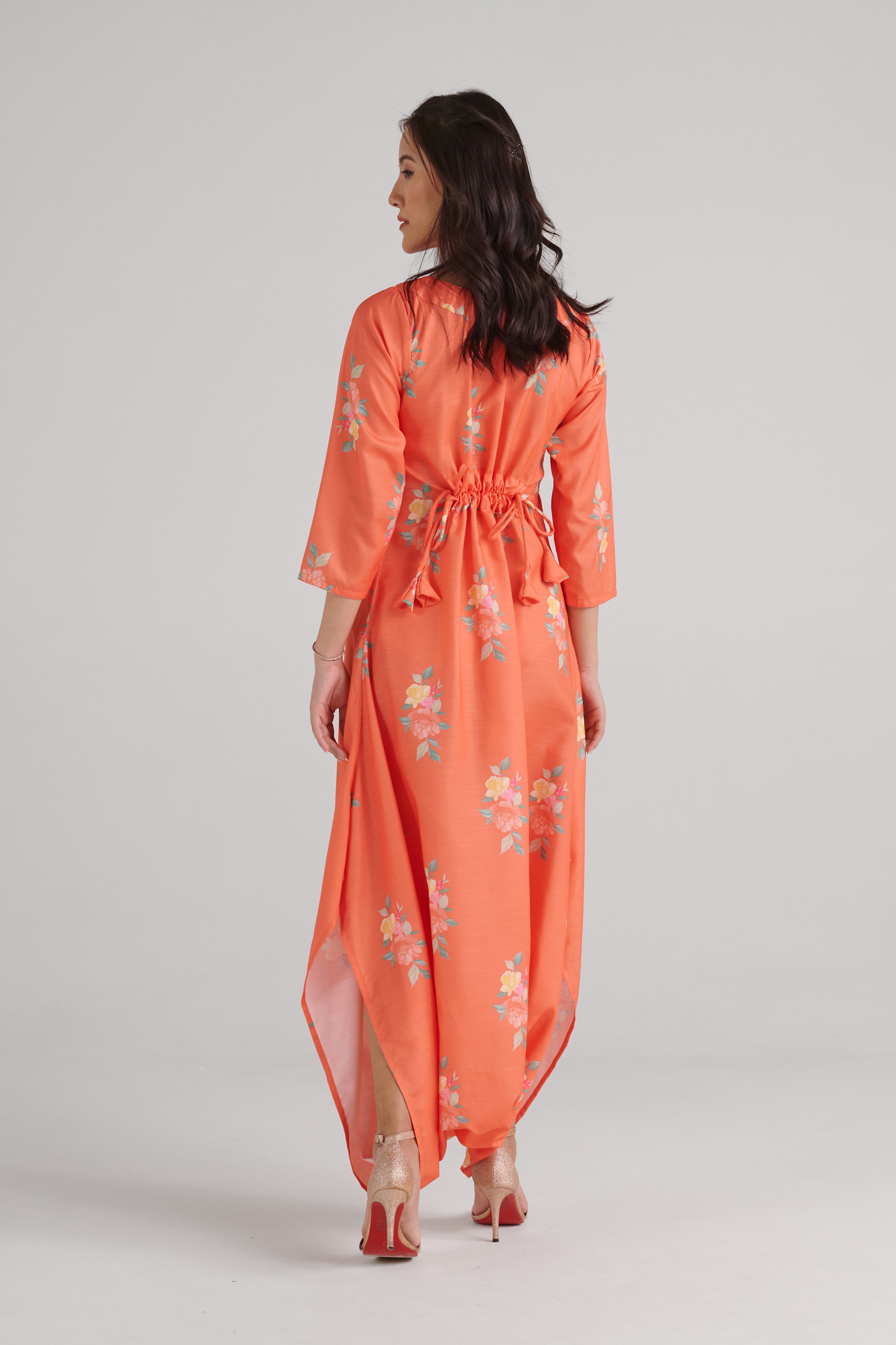 Bright Orange Dhoti Jumpsuit