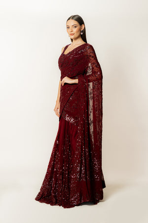 Adha Lehenga Sari Set- side view