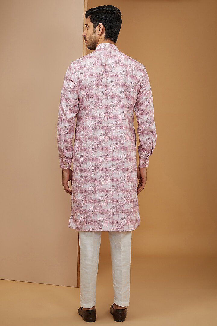 Baby Pink Ikat Printed Kurta Set