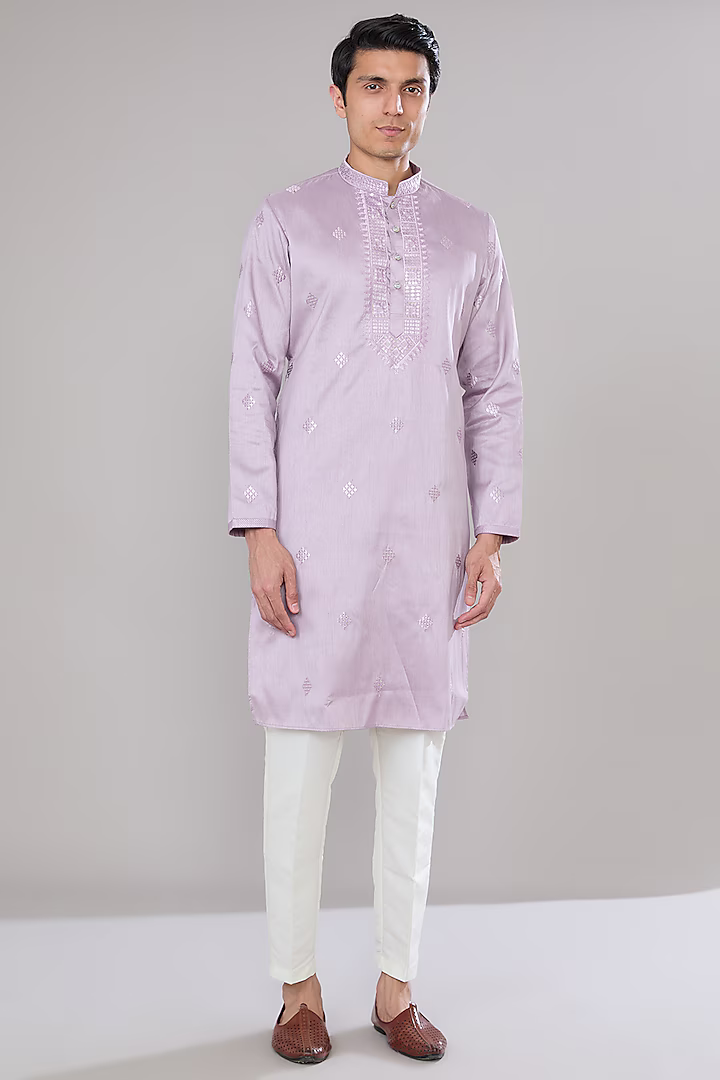 Lilac Embroidered Kurta Set