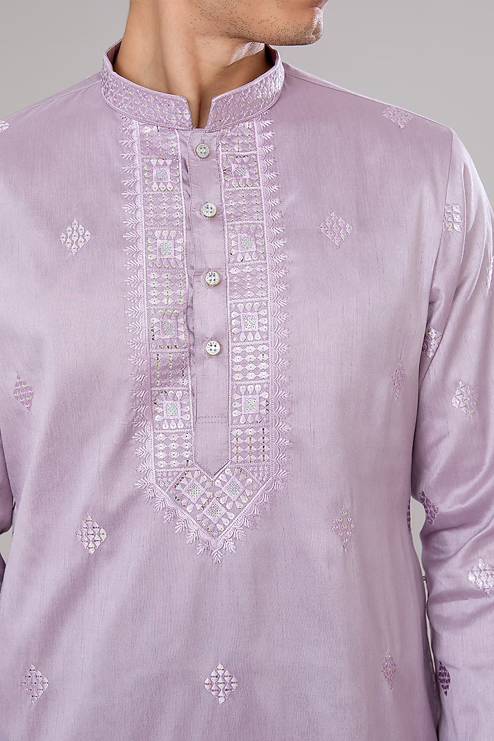 Lilac Embroidered Kurta Set