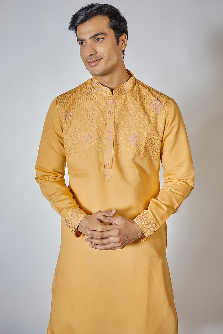 Yellow Embroidered Kurta Set