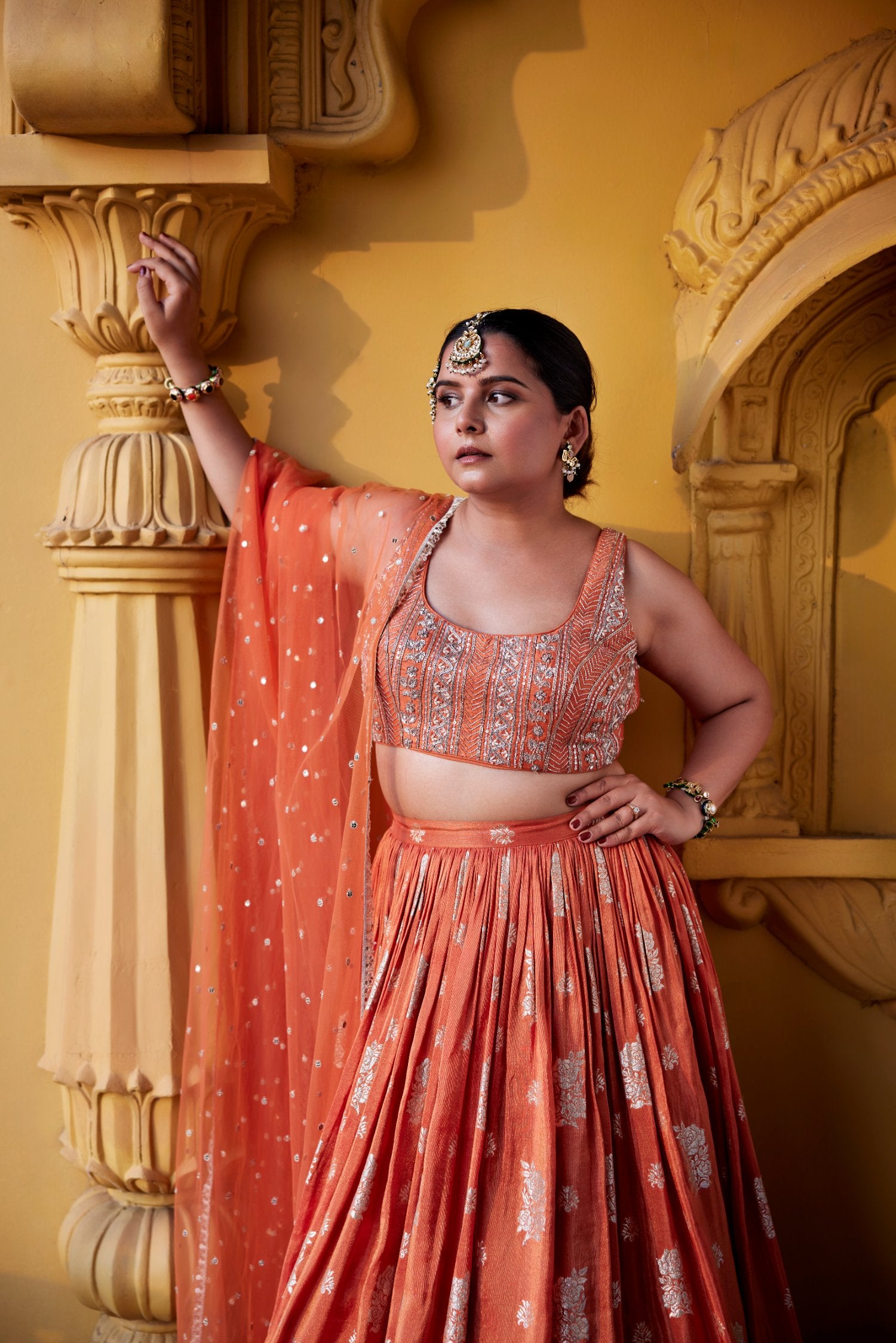 Rust Zest Jamewar - Lehenga