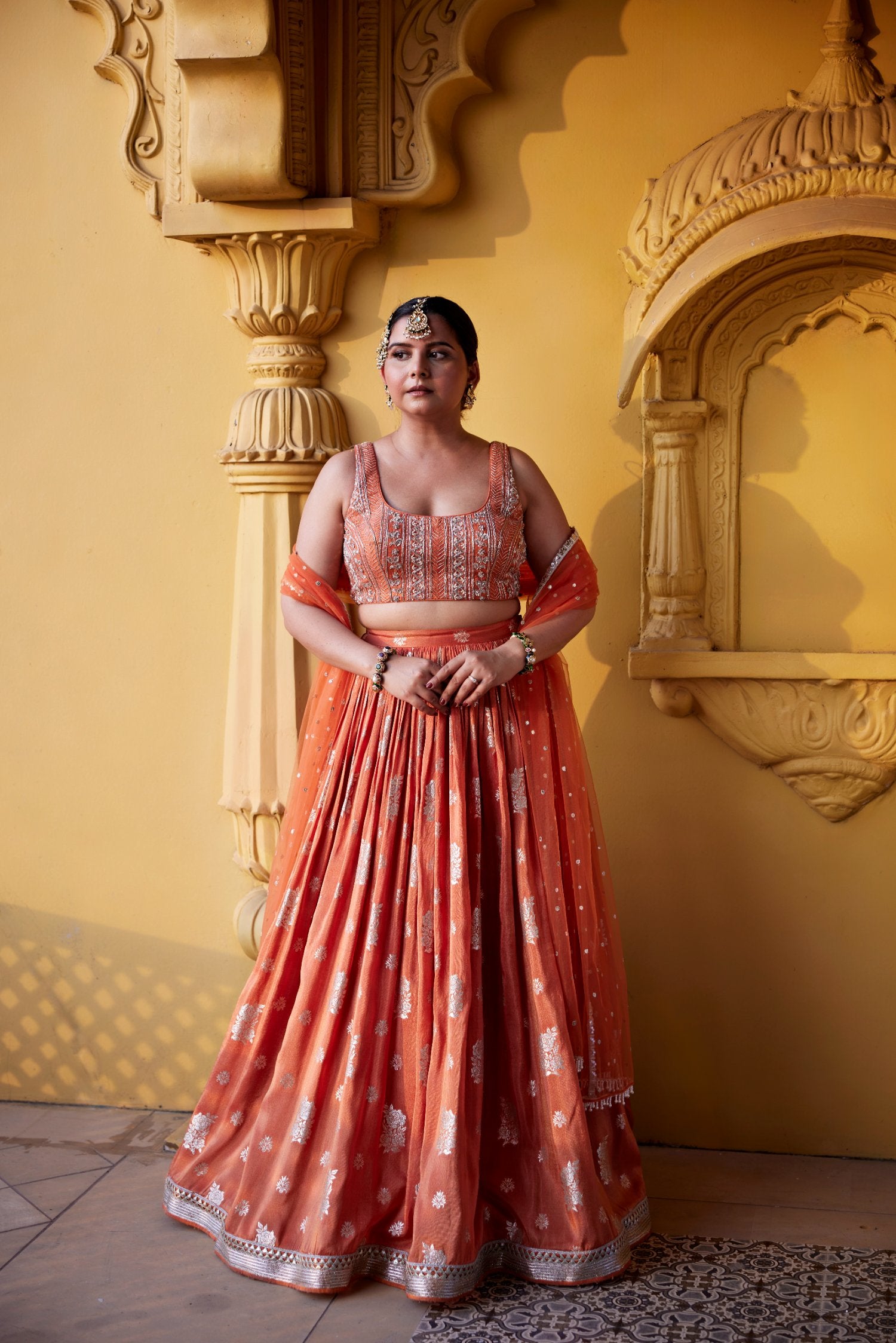 Rust Zest Jamewar - Lehenga