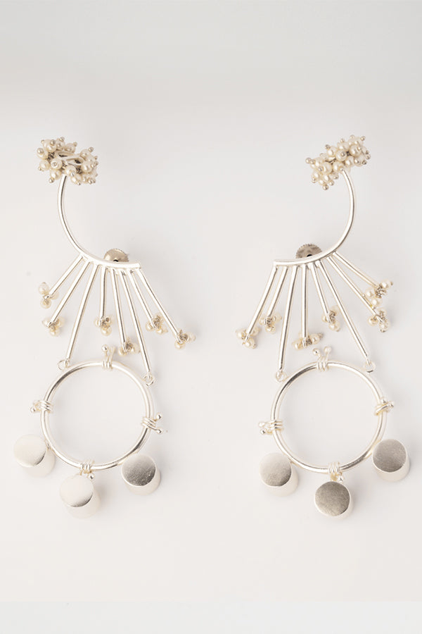 Pearl Bunch Statement Silver Earring