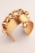 Load image into Gallery viewer, Neutron Loop And Pearl Halo Gold Plated Cuff
