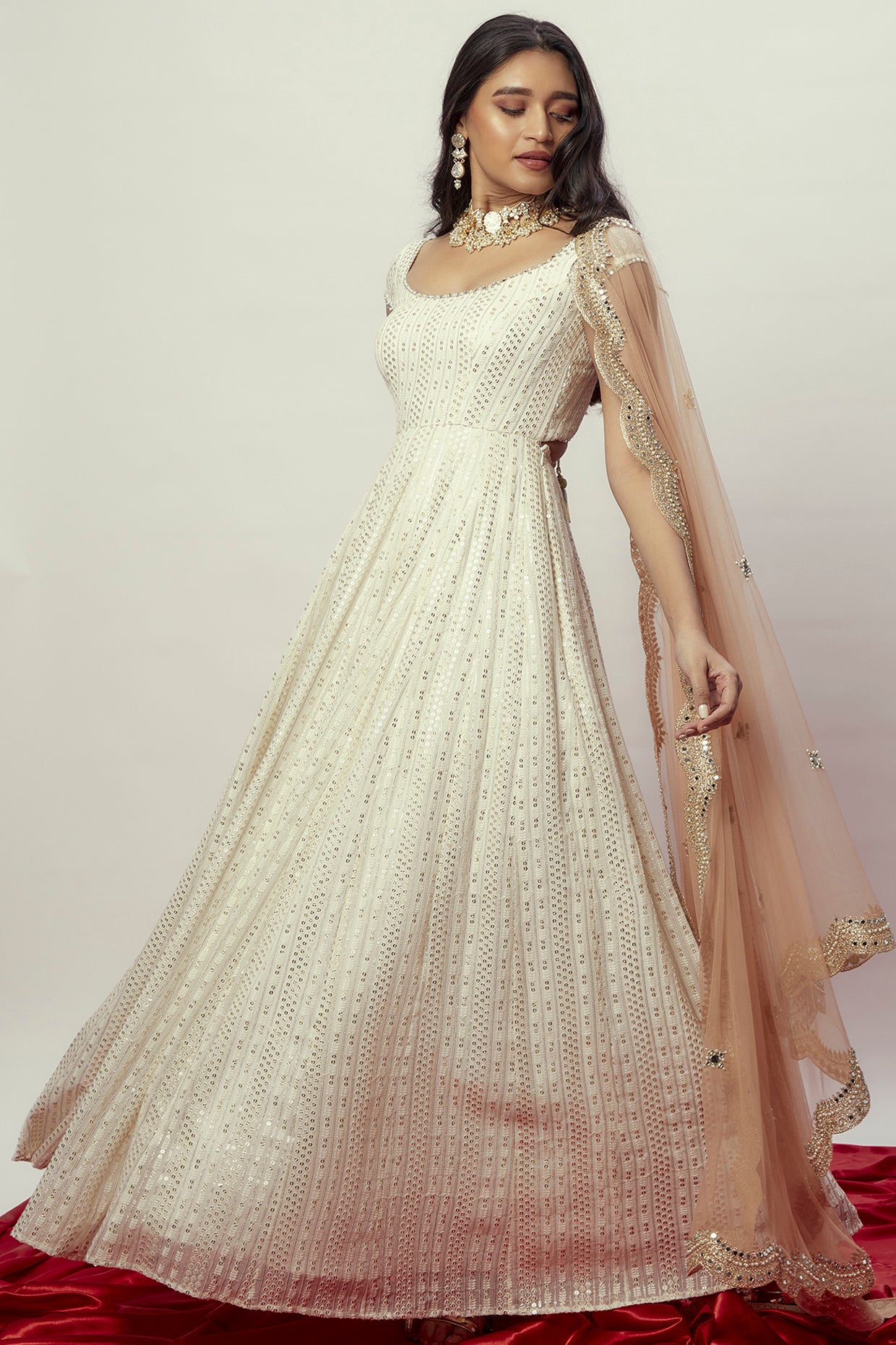 Porcelain Anarkali Gown Set