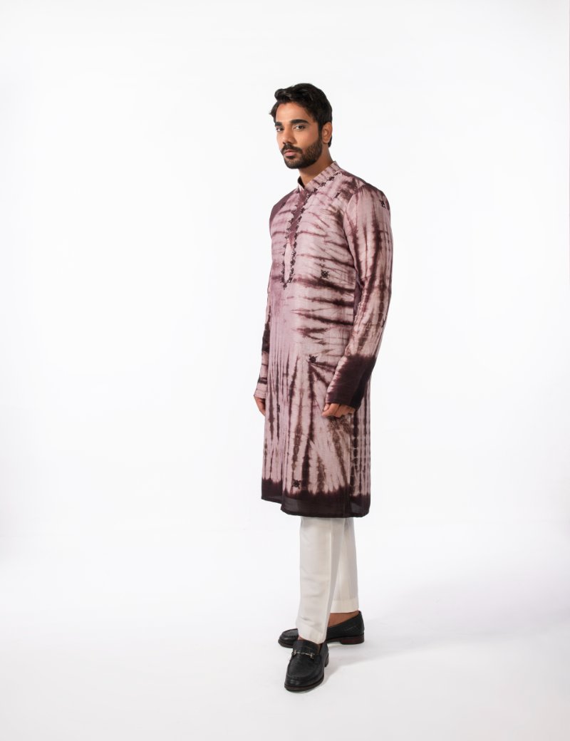 Brown Tie Dye Mirror Kurta Set