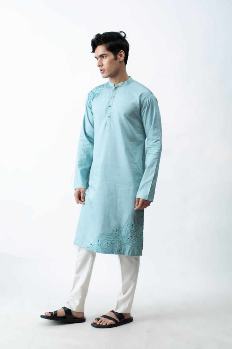 Aqua Blue Embroidered Kurta Set