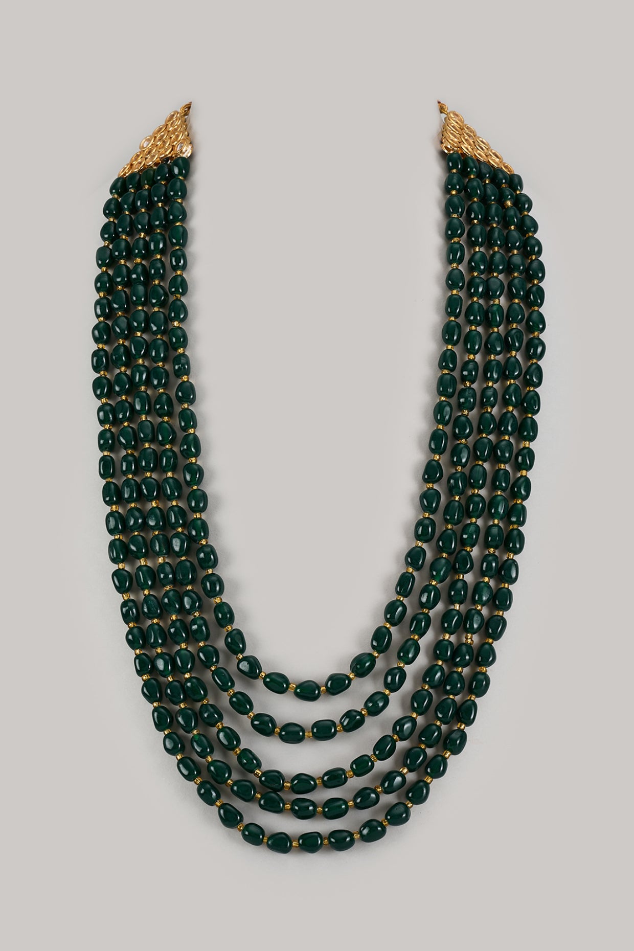 Emerald Green Semi-Precious Stone Layered Mala