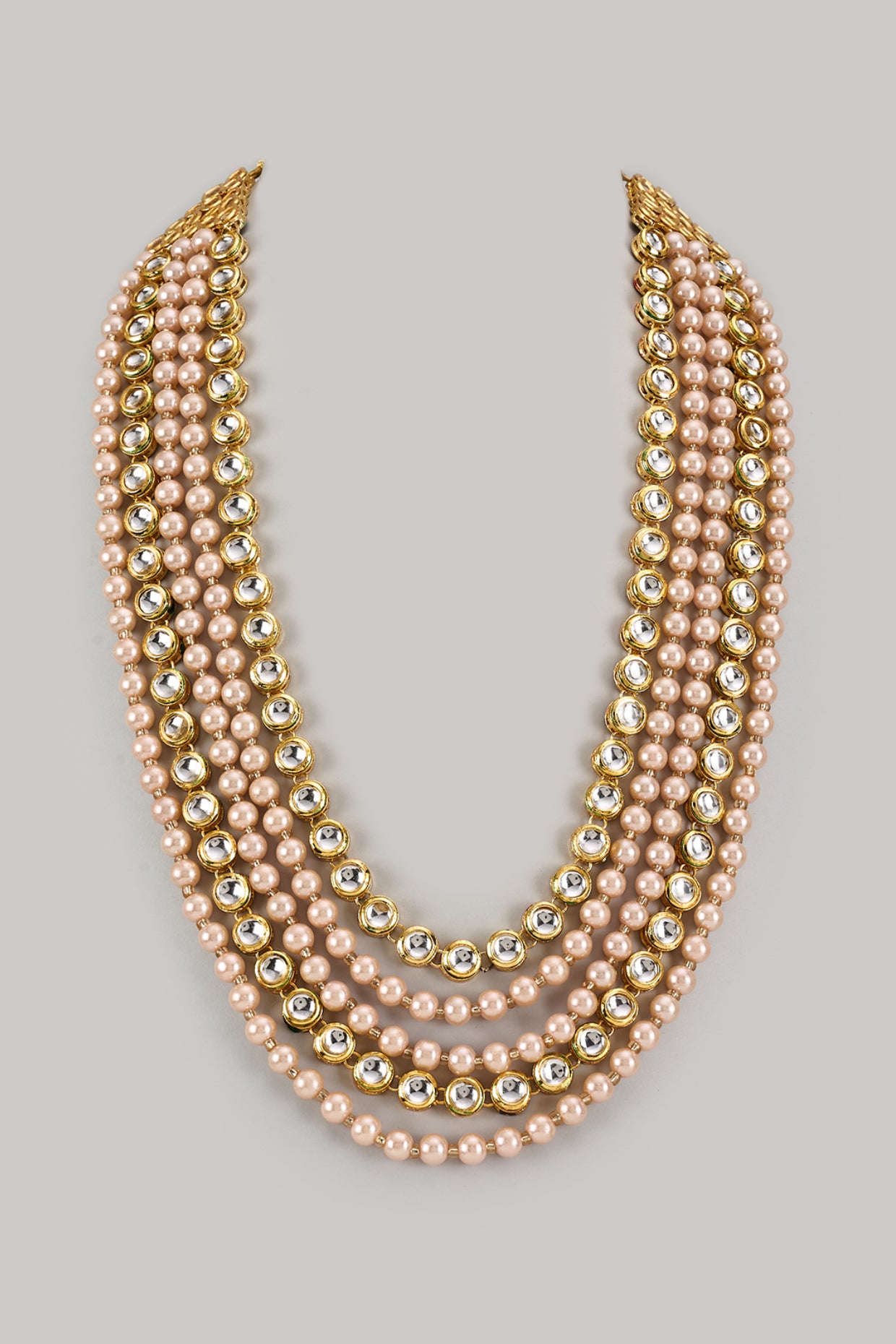 Peach Semi-Precious Pearl Layered Mala