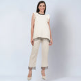 Load image into Gallery viewer, Off White Linen Top and Pants Set with Bead Lace
