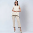 Load image into Gallery viewer, Off White Linen Top and Pants Set with Bead Lace
