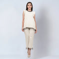 Load image into Gallery viewer, Off White Linen Top and Pants Set with Bead Lace
