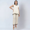 Load image into Gallery viewer, Off White Linen Top and Pants Set with Bead Lace
