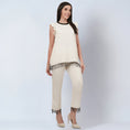 Load image into Gallery viewer, Off White Linen Top and Pants Set with Bead Lace
