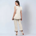 Load image into Gallery viewer, Off White Linen Top and Pants Set with Bead Lace
