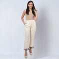 Load image into Gallery viewer, Off White Linen Top and Pants Set with Bead Lace
