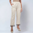 Load image into Gallery viewer, Off White Linen Top and Pants Set with Bead Lace
