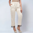 Load image into Gallery viewer, Off White Linen Top and Pants Set with Bead Lace
