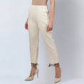 Load image into Gallery viewer, Off White Linen Top and Pants Set with Bead Lace
