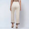 Load image into Gallery viewer, Off White Linen Top and Pants Set with Bead Lace
