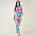 Load image into Gallery viewer, Pink and Green Marine Wave Print Shirt and Pants Set
