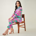 Load image into Gallery viewer, Pink and Green Marine Wave Print Shirt and Pants Set
