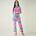 Load image into Gallery viewer, Pink and Green Marine Wave Print Shirt and Pants Set
