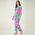 Load image into Gallery viewer, Pink and Green Marine Wave Print Shirt and Pants Set
